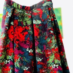 LulaRoe Vintage Skirt Forest Floral Print Stretchy with pockets Size S/M